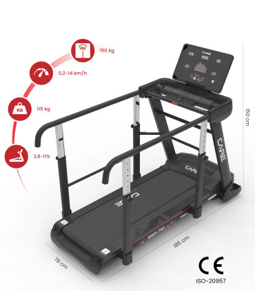 Laufband mit Haltestangen - 14km/h - MED-740 - MEDLINE