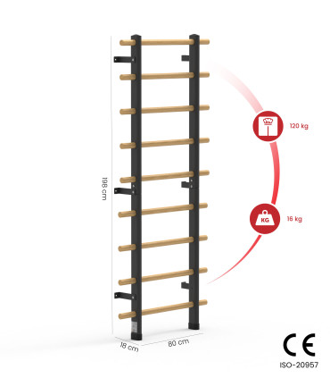 Sprossenwand - CARE - Holz und Metall mit Optionen