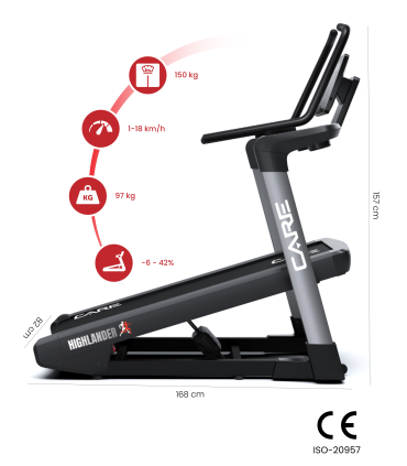 Laufband - CARE - HIGHLANDER - 18,8 km/h und 42% Neigung