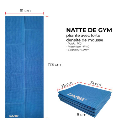Faltbare Gymnastikmatte 173 x 61 x 0,5cm - CARE