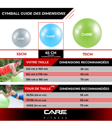 Gym Ball 65cm platzsicher mit Pumpe - CARE