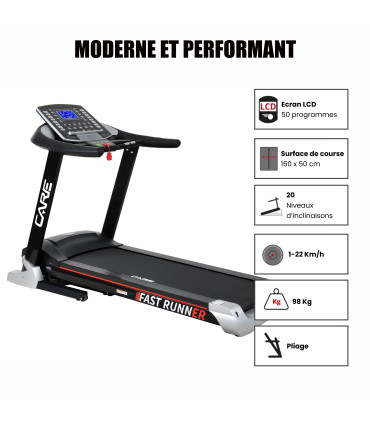 Vernetztes Laufband - 22km/h - CARE - FAST RUNNER - KINOMAP